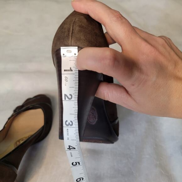 Sofft "Gabby" Brown Suede Leather Peep Toe Stacked Heel Pumps Heels Shoes sz 10 - Picture 10 of 10